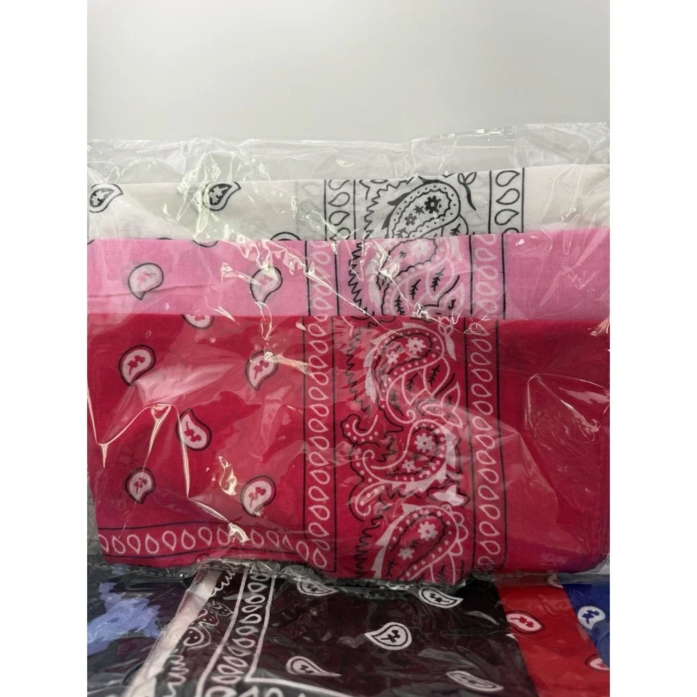 Lot of 9 Bandanas Paisley Camo Black Pink White Cotton Handkerchiefs